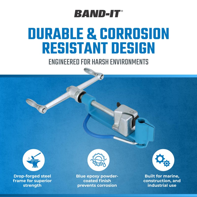 BAND-IT أداة الربط القياسية BAND-IT C00169 - عرض 1/4" إلى 3/4" (سمك 0.015" - 0.030") من سبائك، مجلفن وفولاذ مقاوم للصدأ مع مشد للربط ومقص مدمج للتطبيقات الصناعية - Image 5